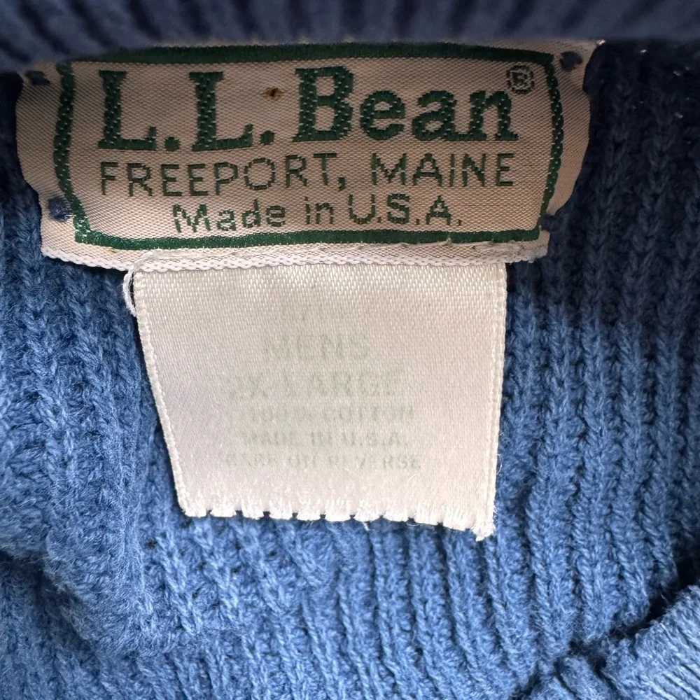 L.L. Bean Henley Sweater Mens 2XL Blue Knit Big & Tall Vintage 80s